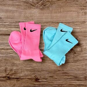 Nike Women Pink and Blue Socks 2pairs Set New
